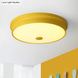 Macaron Drum Ceiling Flush Light In Metal With Led Ideal For Kids Room Available Various Colors