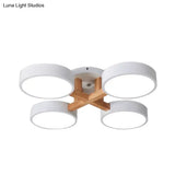 Macaron Drum Shade Led Ceiling Lamp - Green/Grey/White Bedroom Flush Light