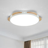 Macaron Flower Flush Mount Led Ceiling Light Fixture - White/Green/Blue And Wood White