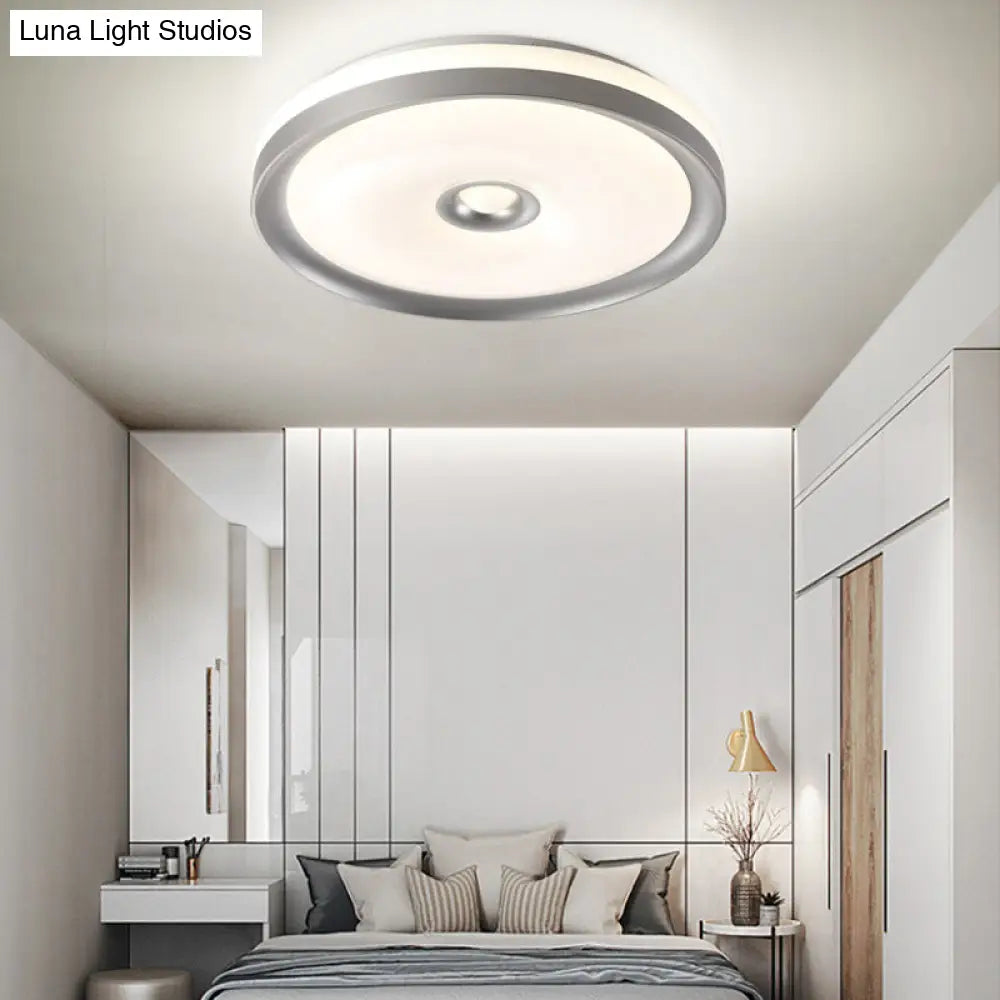 Macaron Flush Mount Led Ceiling Lamp - Grey/Pink/Brown Round Design With High Penetrated Acrylic
