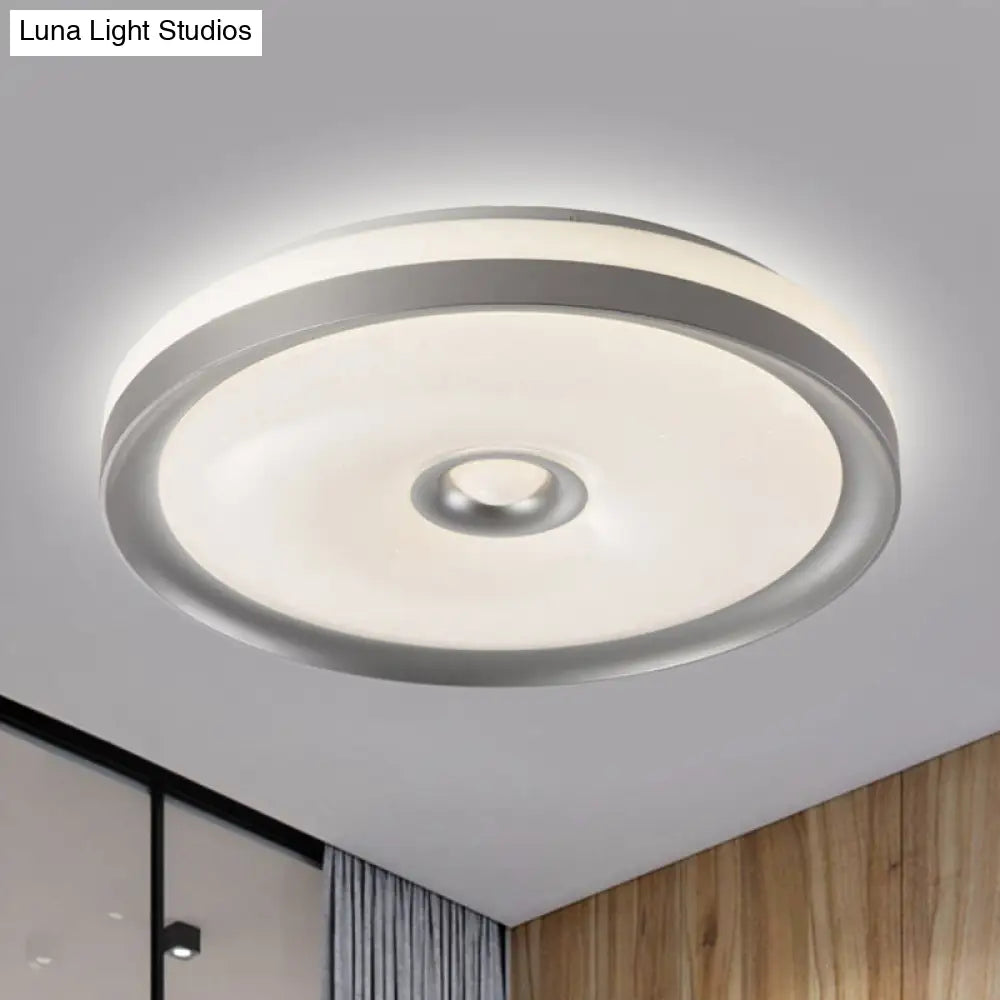 Macaron Flush Mount Led Ceiling Lamp - Grey/Pink/Brown Round Design With High Penetrated Acrylic