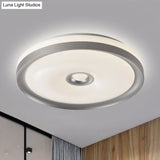 Macaron Flush Mount Led Ceiling Lamp - Grey/Pink/Brown Round Design With High Penetrated Acrylic