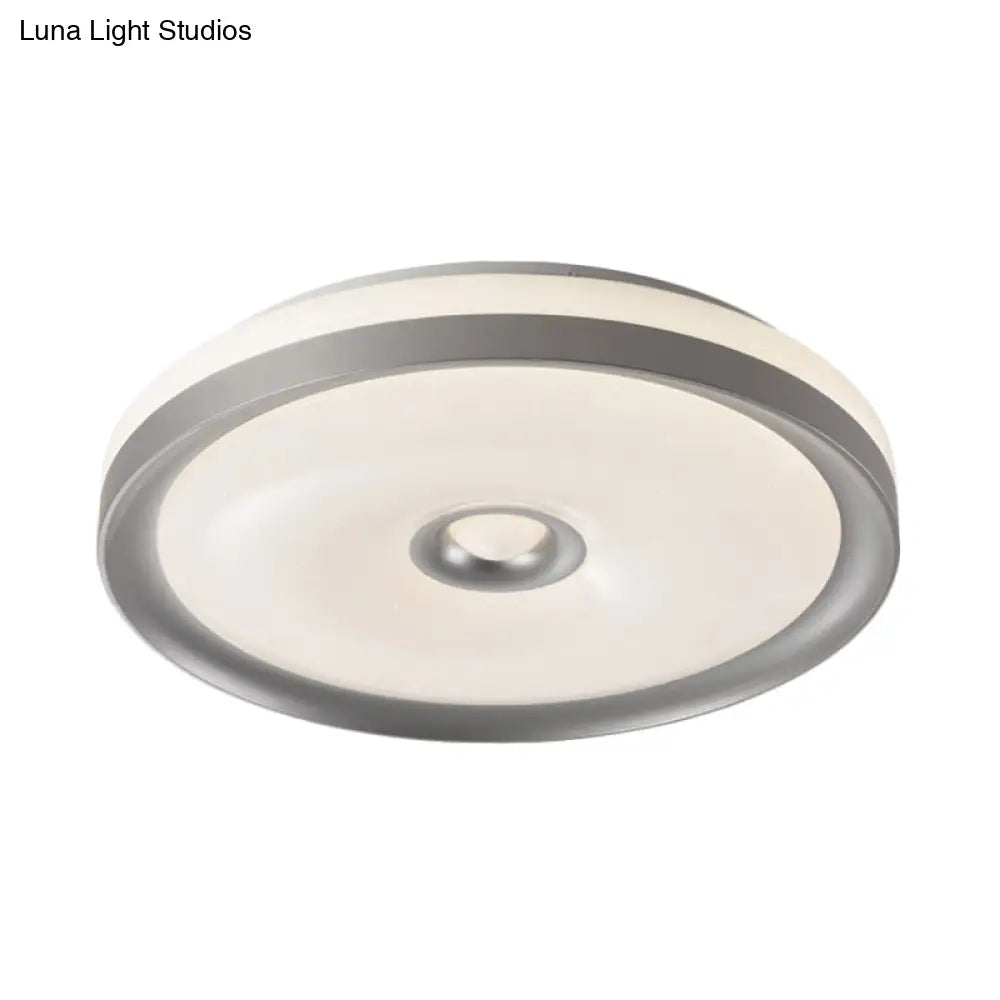 Macaron Flush Mount Led Ceiling Lamp - Grey/Pink/Brown Round Design With High Penetrated Acrylic