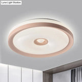 Macaron Flush Mount Led Ceiling Lamp - Grey/Pink/Brown Round Design With High Penetrated Acrylic
