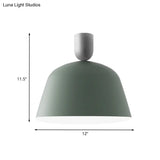 Macaron Green Semi Flush Mount Ceiling Lamp With Iron Shade - 1 Light 10’/12’ Width