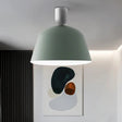 Macaron Green Semi Flush Mount Ceiling Lamp With Iron Shade - 1 Light 10’/12’ Width / 10’