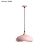 Macaron Grey/Pink/Green Pendant Light With Metal Bowl Shade For Dining Room