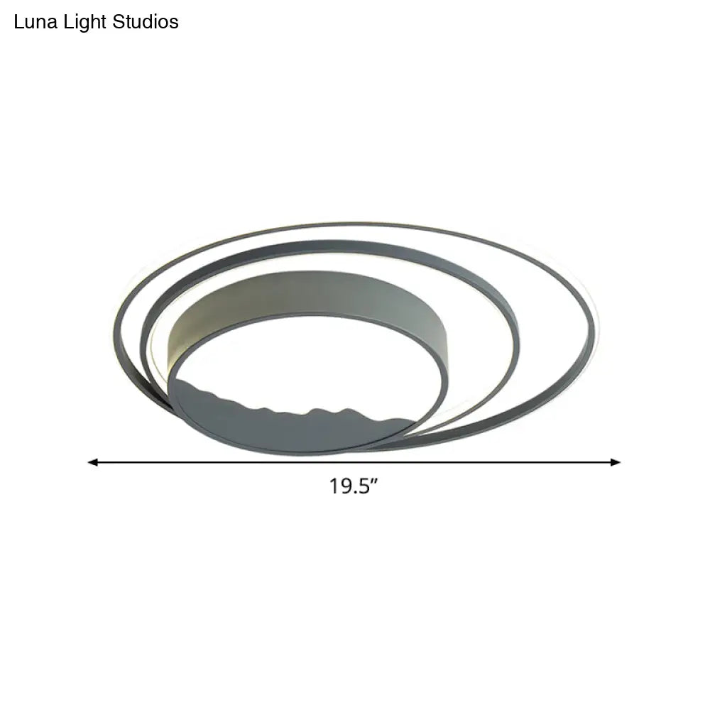 Macaron Grey/White Drum Acrylic Flush Mount Led Ceiling Light - 19.5’/23.5’ Wide Perfect For