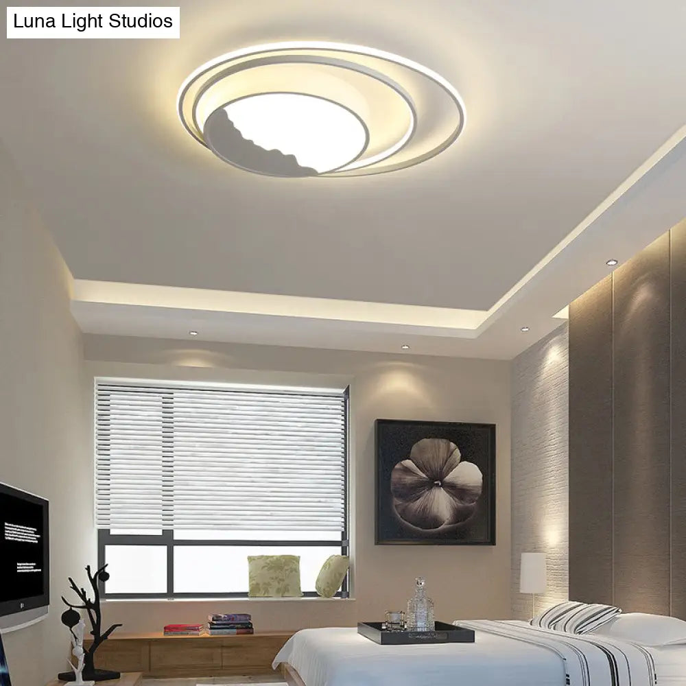 Macaron Grey/White Drum Acrylic Flush Mount Led Ceiling Light - 19.5’/23.5’ Wide Perfect For