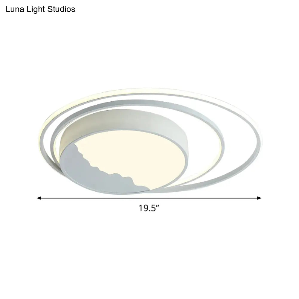 Macaron Grey/White Drum Acrylic Flush Mount Led Ceiling Light - 19.5’/23.5’ Wide Perfect For