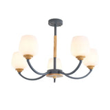 Macaron-Inspired Candy Colored Chandelier With Milk Glass & Metal Hanging Light 5 / Grey