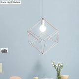 Macaron Iron Cube Pendant Light - Stylish Dining Table And Hallway Hanging Lamp