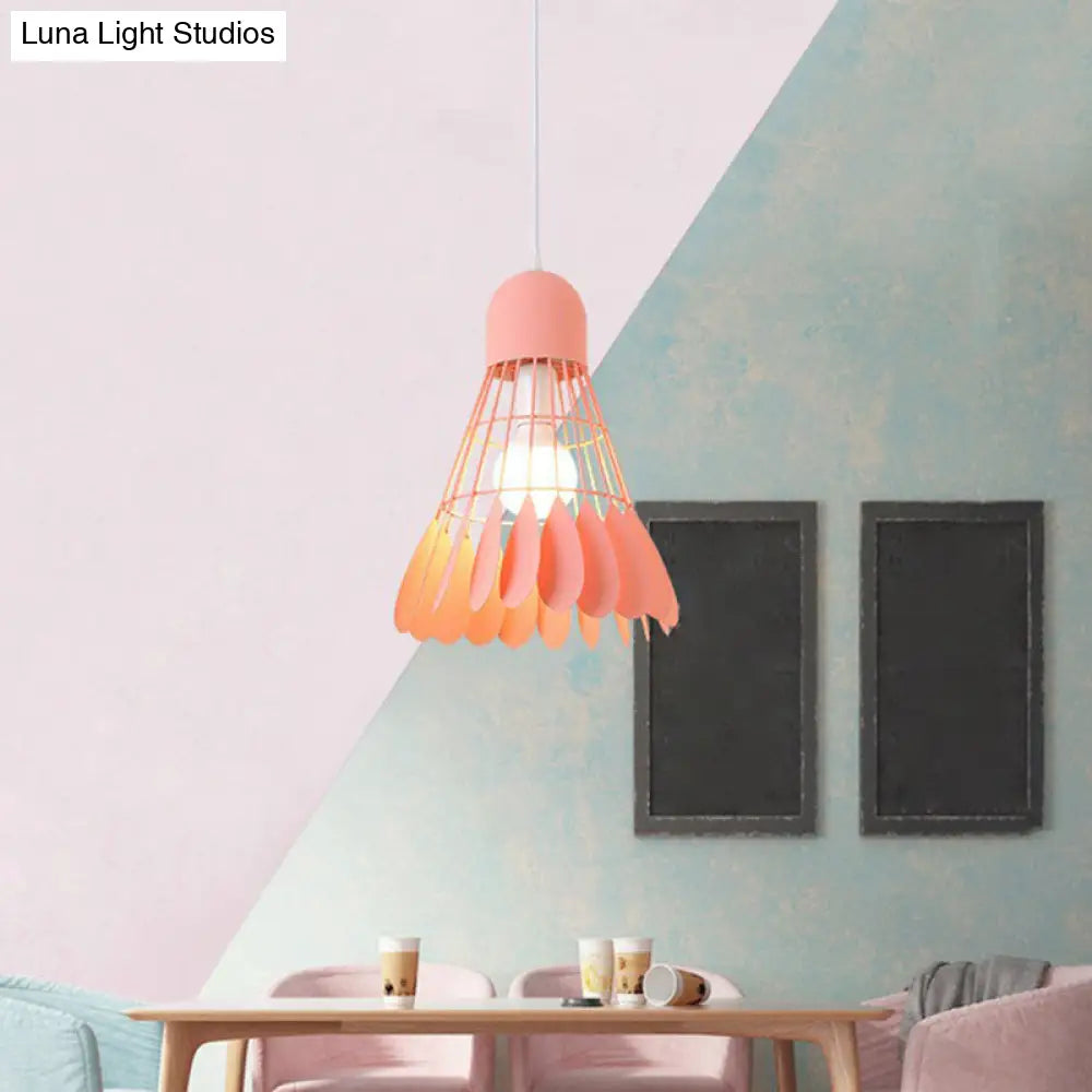 Macaron Iron Pendant Light Fixture - Stylish 1-Bulb Hanging Lamp For Dining Room & More