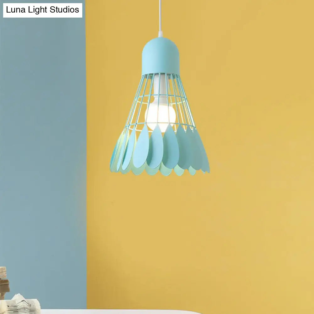 Macaron Iron Pendant Light Fixture - Stylish 1-Bulb Hanging Lamp For Dining Room & More