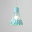 Macaron Iron Pendant Light Fixture - Stylish 1-Bulb Hanging Lamp For Dining Room & More Blue