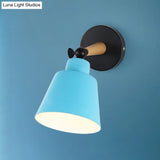 Macaron Loft Bucket Sconce Light - Rotatable Metal Wall Lamp For Hospitality