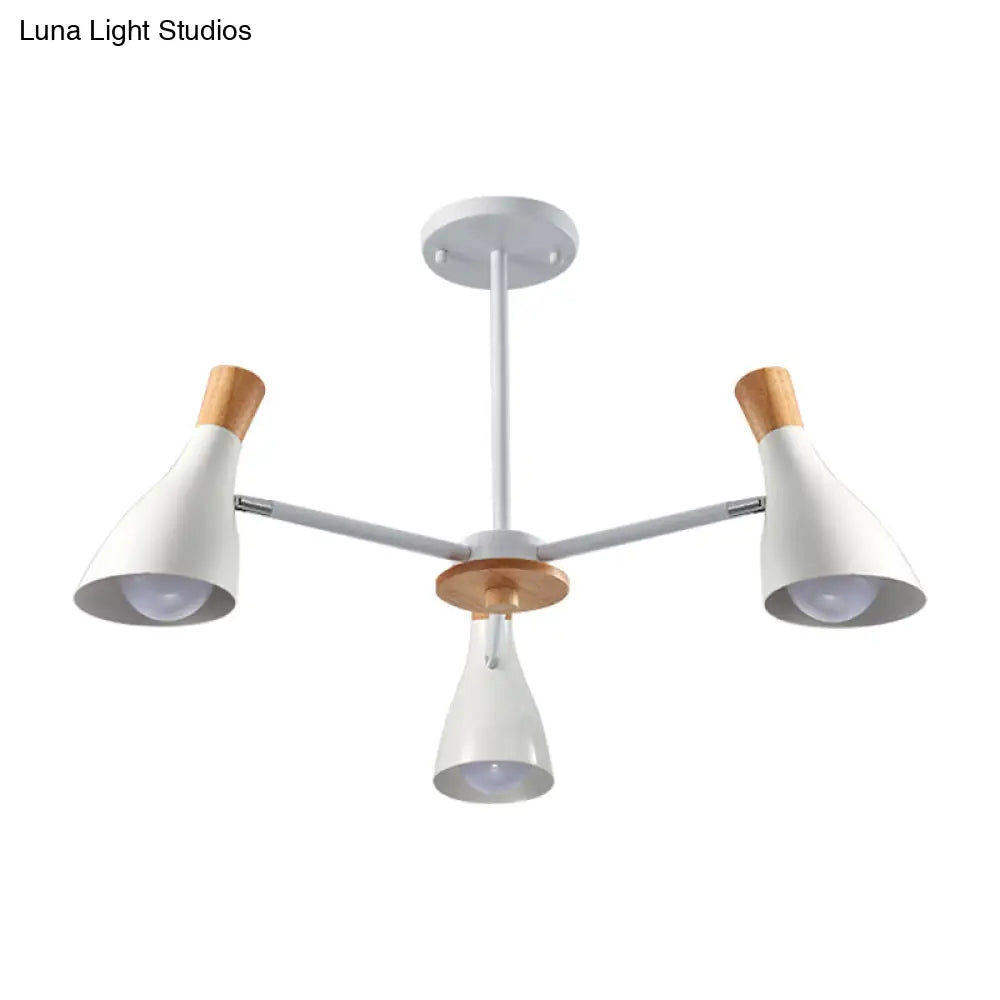 Macaron Loft Chandelier: Baby Bedroom Hanging Light With 3 Metal Lights