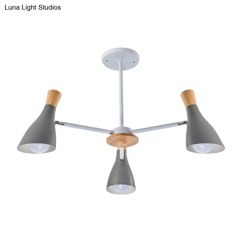 Macaron Loft Chandelier: Baby Bedroom Hanging Light With 3 Metal Lights