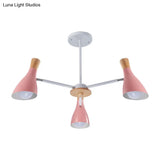 Macaron Loft Chandelier: Baby Bedroom Hanging Light With 3 Metal Lights