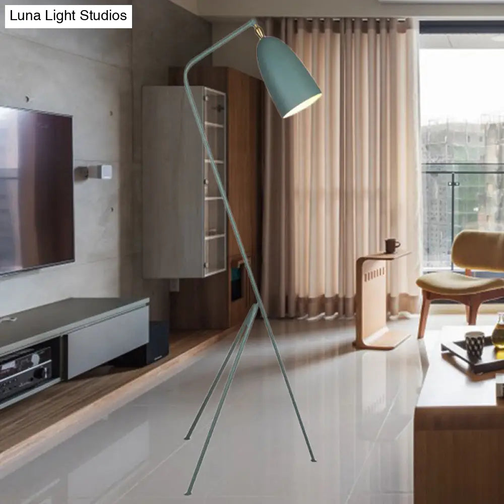 Macaron Loft Metal Floor Light With Domed Shade - One Bulb Candy Color Perfect For Meeting Rooms