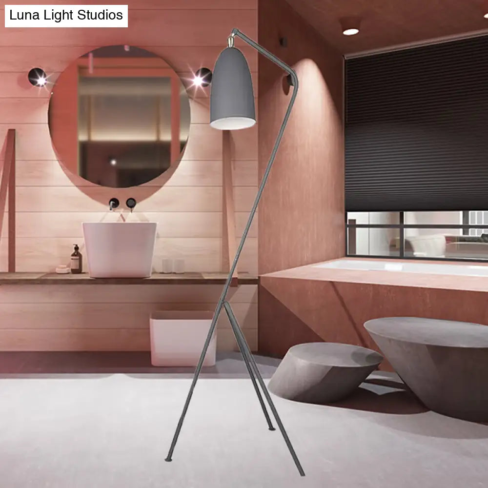 Macaron Loft Metal Floor Light With Domed Shade - One Bulb Candy Color Perfect For Meeting Rooms