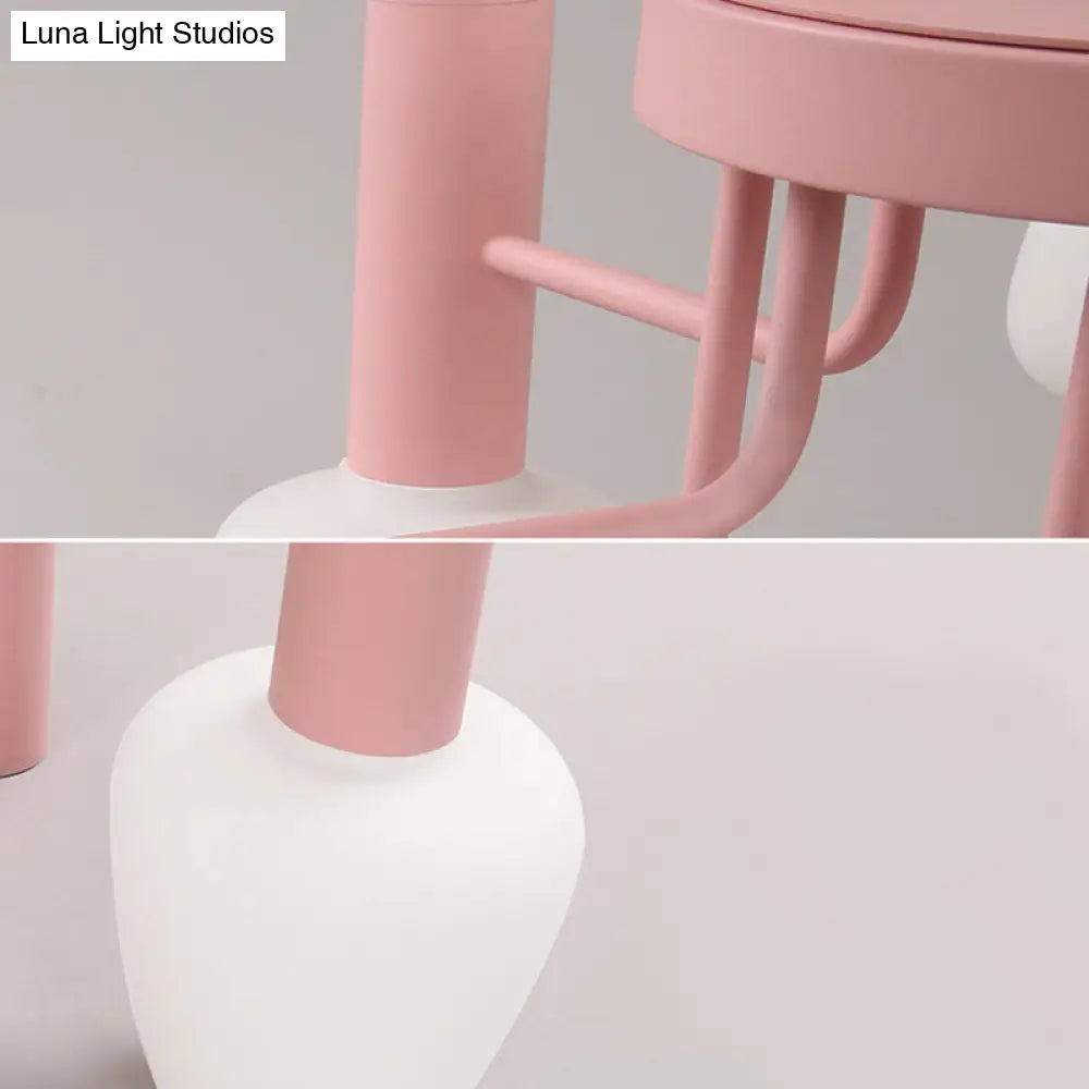 Macaron Loft Milk Glass Chandelier - Undertint Bud Shaped Pendant Ceiling Light