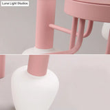 Macaron Loft Milk Glass Chandelier - Undertint Bud Shaped Pendant Ceiling Light