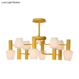 Macaron Loft Milk Glass Chandelier - Undertint Bud Shaped Pendant Ceiling Light