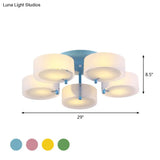 Macaron Loft Milk Glass Semi Flush Ceiling Light For Study Room