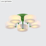 Macaron Loft Milk Glass Semi Flush Ceiling Light For Study Room