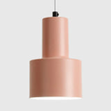 Macaron Loft Pendant Ceiling Light - Metallic Cylinder Design For Meeting Room Pink