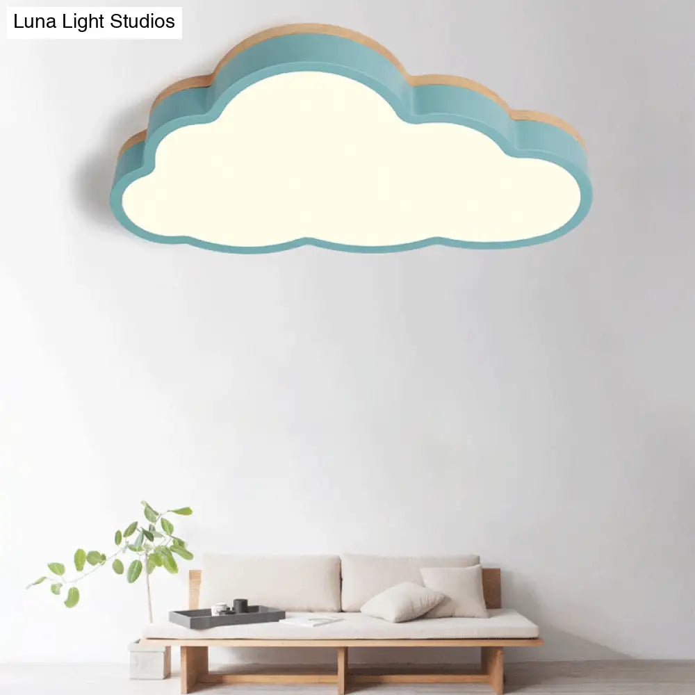 Macaron Loft Slim Panel Led Ceiling Lamp For Living Room With Acrylic Cloud Mount Blue / 23.5 White