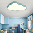 Macaron Loft Slim Panel Led Ceiling Lamp For Living Room With Acrylic Cloud Mount Blue / 19.5’ White