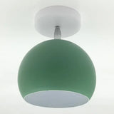Macaron Metal Ceiling Mount Chandelier - 1 - Light Semi Flush For Bedroom Green / Globe