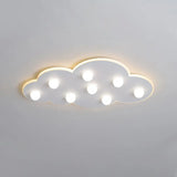 Macaron Metal Cloud Ceiling Light For Kids Bedroom - Blue/Pink/White Flush Mount With 8 Leds White