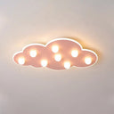 Macaron Metal Cloud Ceiling Light For Kids Bedroom - Blue/Pink/White Flush Mount With 8 Leds Pink