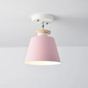 Macaron Metal Corridor Ceiling Flush Light - Adjustable Semi Mount Lighting Pink