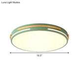Macaron Metal Led Round Flushmount Ceiling Light Fixture - Grey/White/Green Warm/White