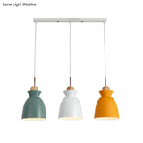 Macaron Metal Pendant Light With 3 Lights For Dining Room Ceiling In White