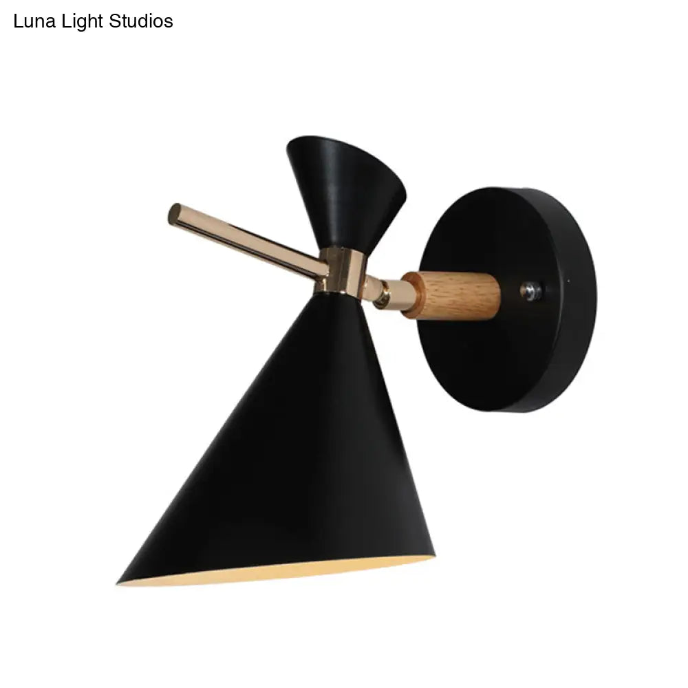 Macaron Metal Wall Sconce - Angle Shade 1 Light Black/White/Pink/Yellow/Green Bedroom