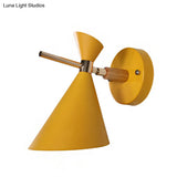 Macaron Metal Wall Sconce - Angle Shade 1 Light Black/White/Pink/Yellow/Green Bedroom
