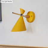 Macaron Metal Wall Sconce - Angle Shade 1 Light Black/White/Pink/Yellow/Green Bedroom