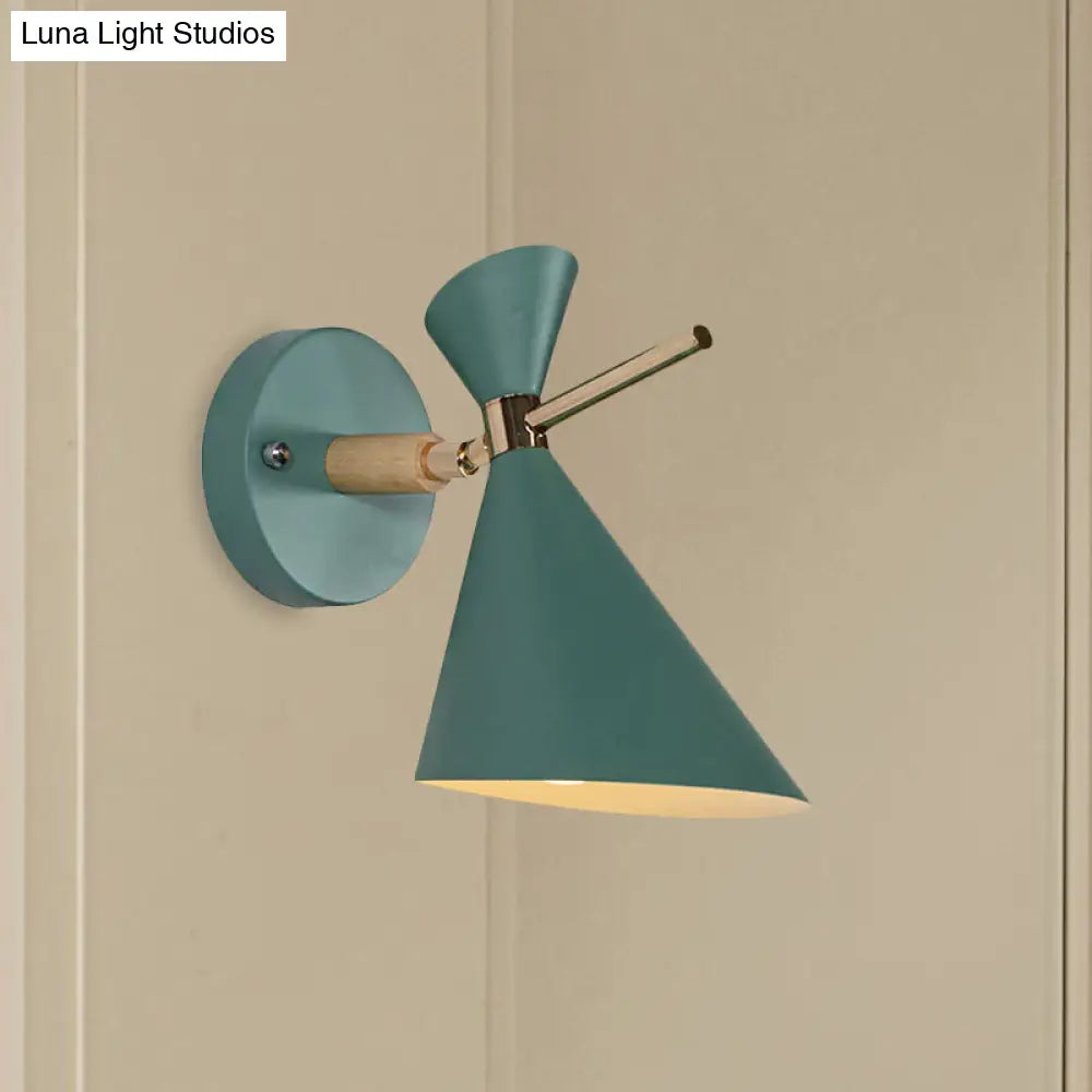 Macaron Metal Wall Sconce - Angle Shade 1 Light Black/White/Pink/Yellow/Green Bedroom