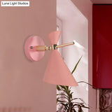 Macaron Metal Wall Sconce - Angle Shade 1 Light Black/White/Pink/Yellow/Green Bedroom