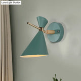 Macaron Metal Wall Sconce - Angle Shade 1 Light Black/White/Pink/Yellow/Green Bedroom