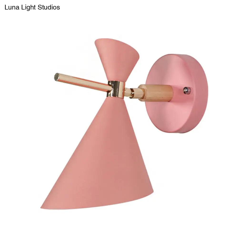 Macaron Metal Wall Sconce - Angle Shade 1 Light Black/White/Pink/Yellow/Green Bedroom