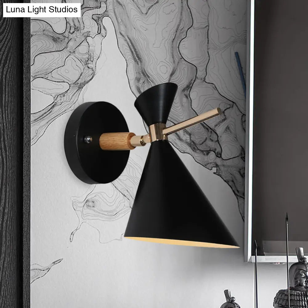 Macaron Metal Wall Sconce - Angle Shade 1 Light Black/White/Pink/Yellow/Green Bedroom