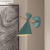 Macaron Metal Wall Sconce - Angle Shade 1 Light Black/White/Pink/Yellow/Green Bedroom