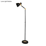 Macaron Metallic Flare Floor Lamp: Wide Rotatable Arm 1 Light Black/Pink/White