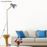 Macaron Metallic Flare Floor Lamp: Wide Rotatable Arm 1 Light Black/Pink/White